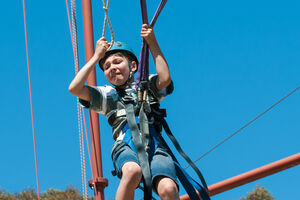 Fearful boy on Giant Swing