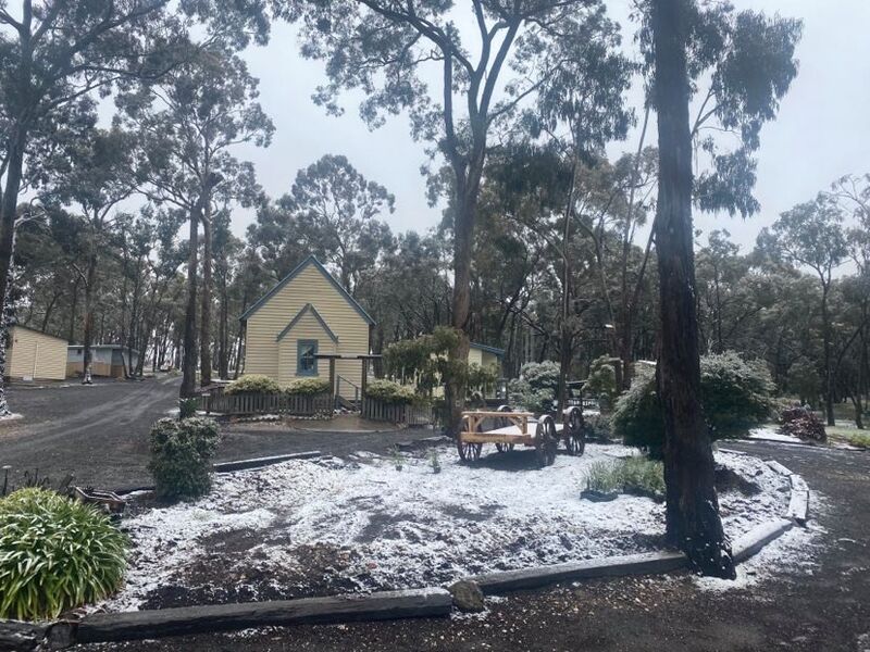 Its Snowing at Log Cabin Camp