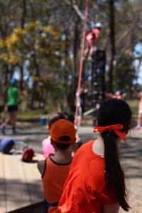 Milk crate stacking pull team pull up the climber