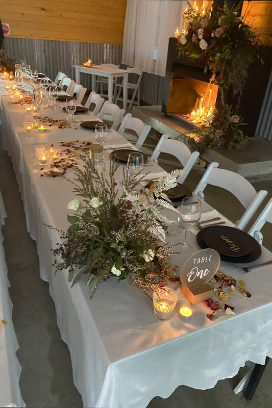 Wedding Table Settings at Log Cabin Camp Creswick